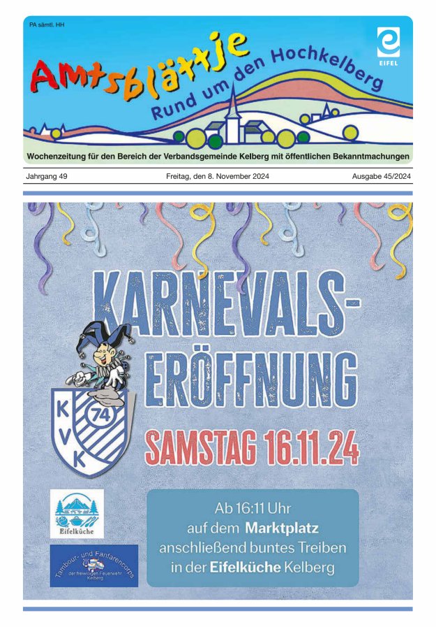 Amtsblättje - Rund um den Hochkelberg Titelblatt 45/2024