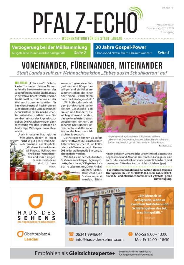 Pfalz-Echo Titelblatt 42/2024