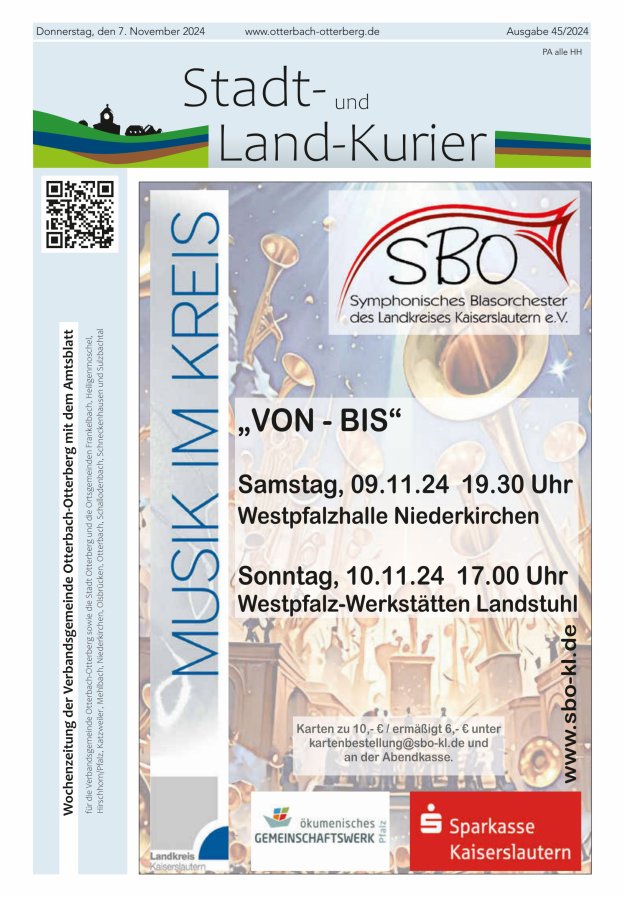 Stadt- und Land-Kurier Otterbach-Otterberg Titelblatt 45/2024