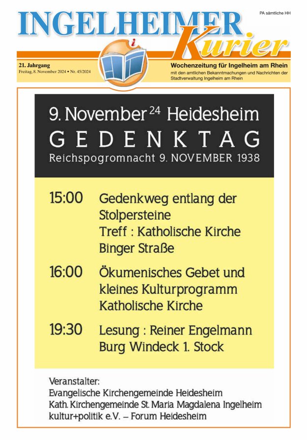 Ingelheimer Kurier Titelblatt 45/2024