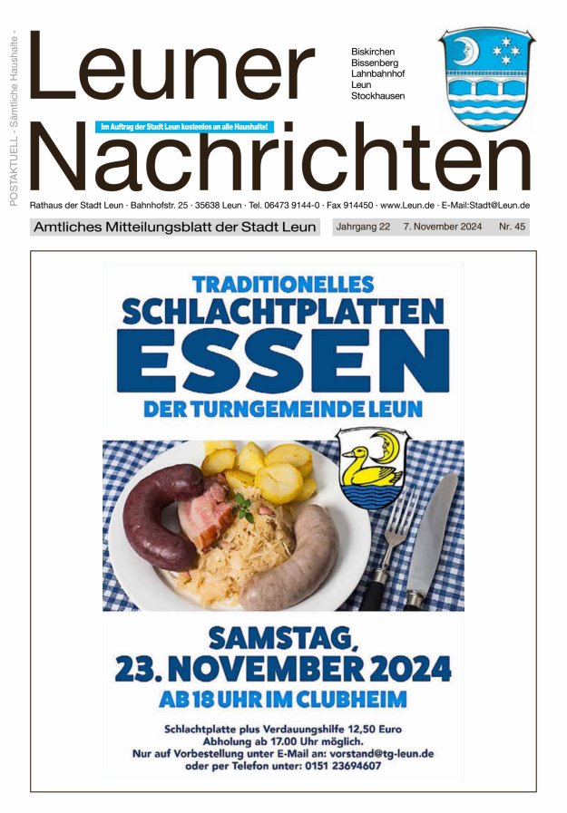 Leuner Nachrichten Titelblatt 45/2024