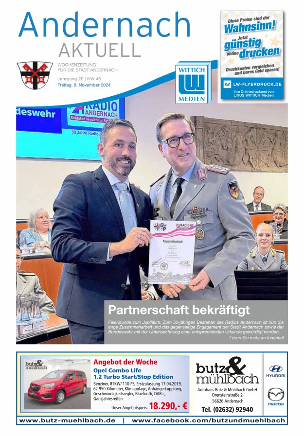 Andernach aktuell Titelblatt 45/2024