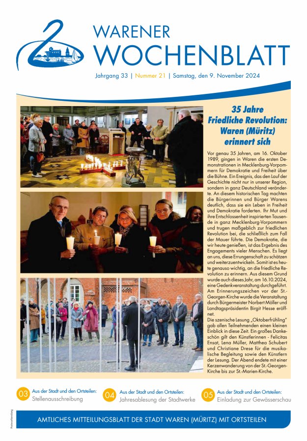 Warener Wochenblatt Titelblatt 21/2024