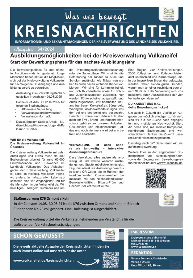 Kreisnachrichten Titelblatt 34/2024