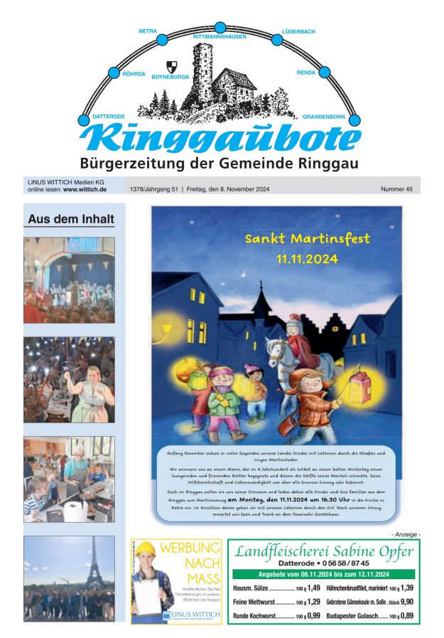 Ringgaubote Titelblatt 45/2024