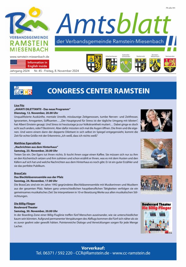 Amtsblatt VG Ramstein-Miesenbach Titelblatt 45/2024