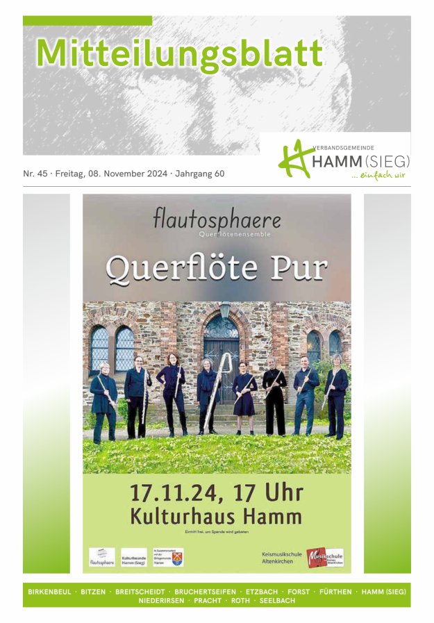 Mitteilungsblatt Hamm (Sieg) Titelblatt 45/2024