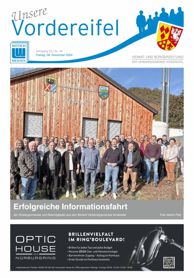 Mitteilungsblatt Vordereifel - Heimat- u Bürgerzeitung der VG Vordereifel Titelblatt 45/2024