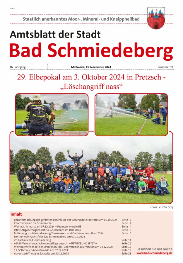 Amtsblatt der Stadt Bad Schmiedeberg Titelblatt 11/2024