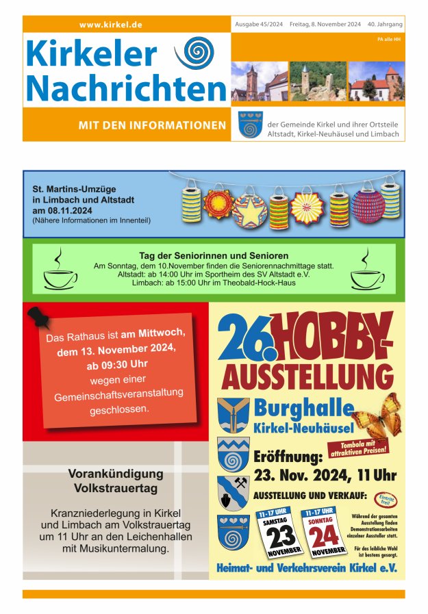 Kirkeler Nachrichten Titelblatt 45/2024