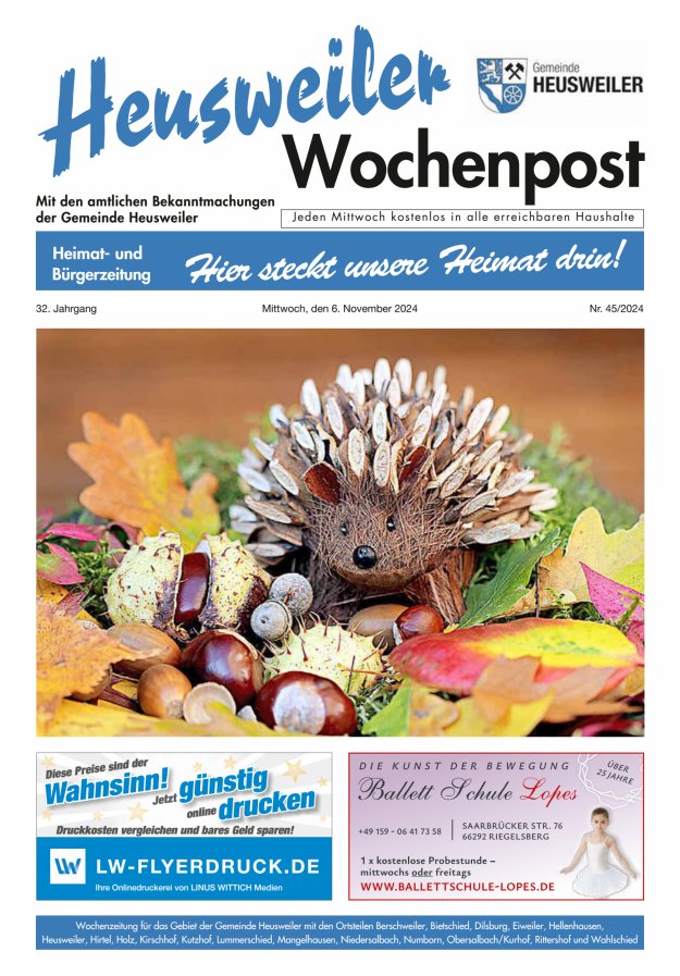 Heusweiler Wochenpost Titelblatt 45/2024