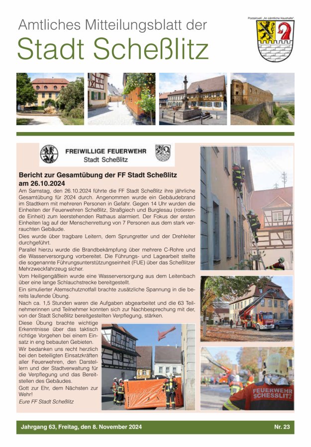 Scheßlitzer Anzeiger - Amtliches Mitteilungsblatt der Stadt Scheßlitz Titelblatt 23/2024
