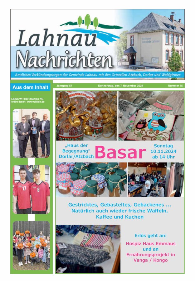 Lahnau Nachrichten Titelblatt 45/2024