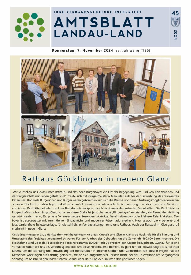 Amtsblatt VG Landau-Land Titelblatt 45/2024