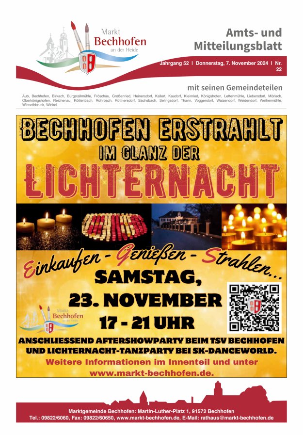 Amts- und Mitteilungsblatt für den Markt Bechhofen Titelblatt 22/2024