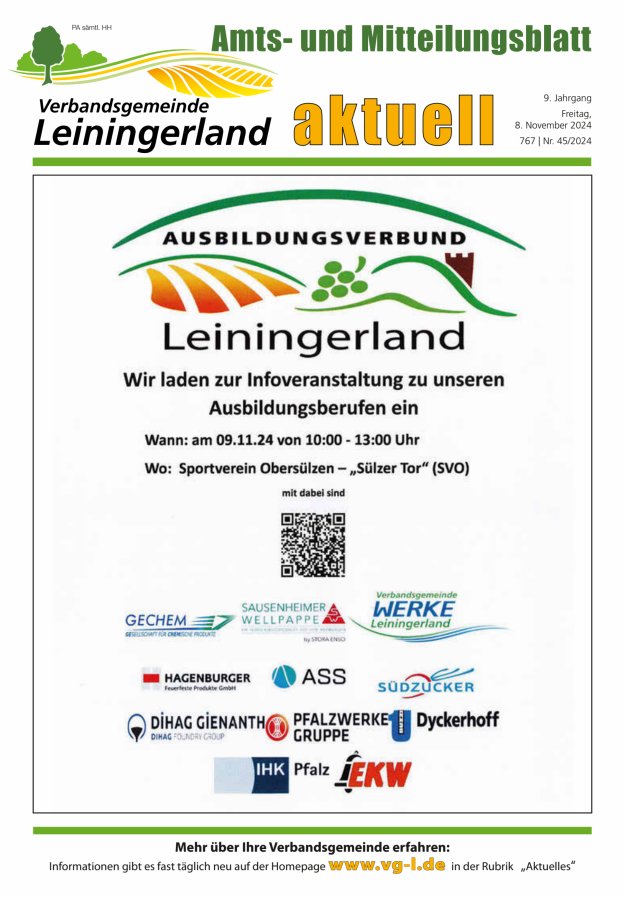 VG Leiningerland aktuell Titelblatt 45/2024