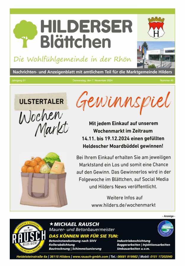 Hilderser Blättchen Titelblatt 45/2024