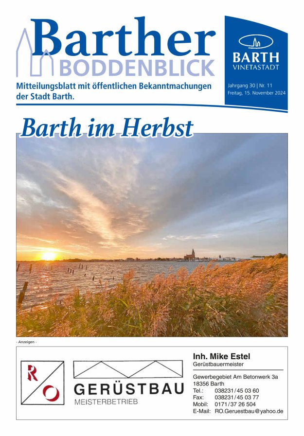 Barther Boddenblick Titelblatt 11/2024