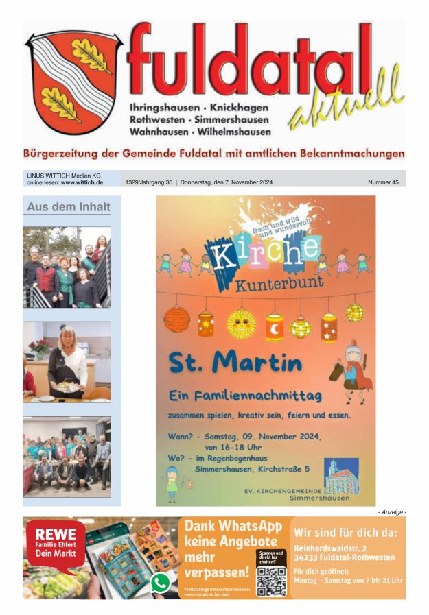 Fuldatal aktuell Titelblatt 45/2024