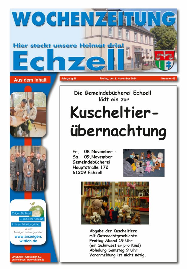 Wochenzeitung für die Gemeinde Echzell Titelblatt 45/2024