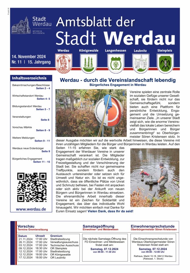 Amtsblatt der Stadt Werdau Titelblatt 11/2024