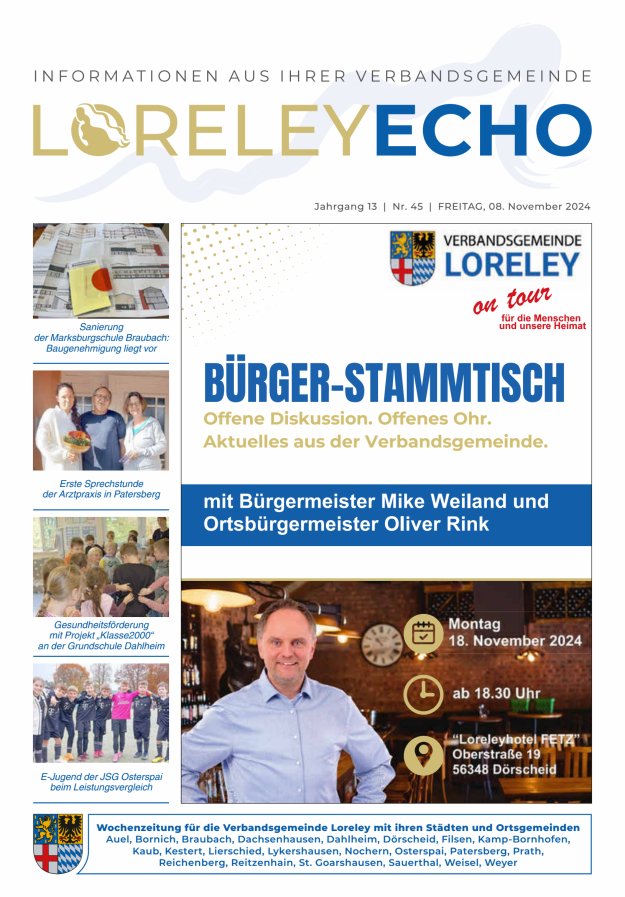 Loreley-Echo - Mitteilungsblatt der Verbandsgemeinde Loreley Titelblatt 45/2024