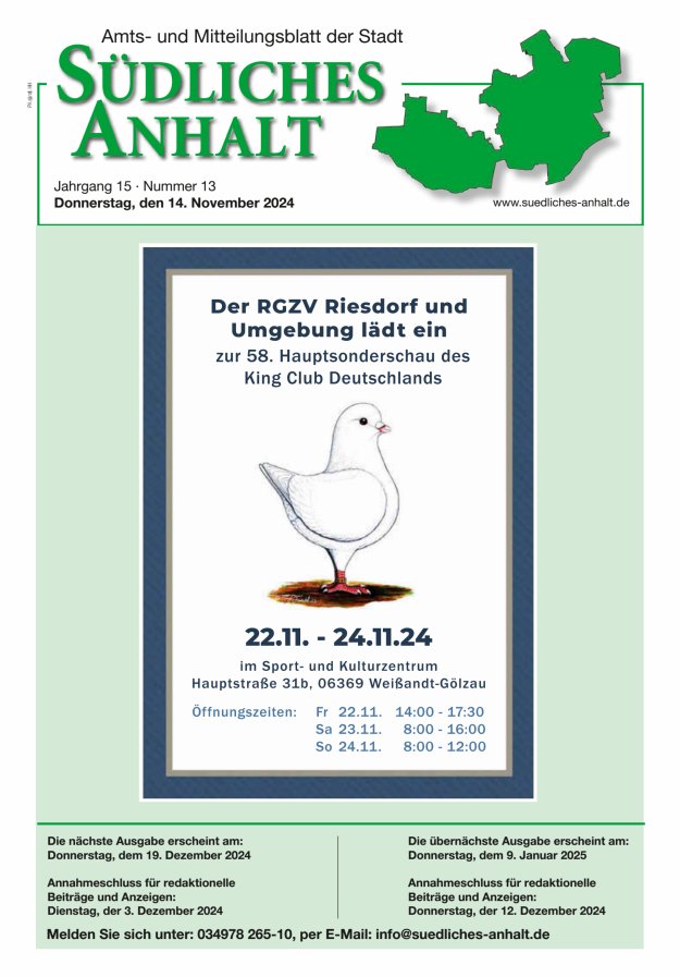Amts- und Mitteilungsblatt der Stadt Südliches Anhalt Titelblatt 13/2024