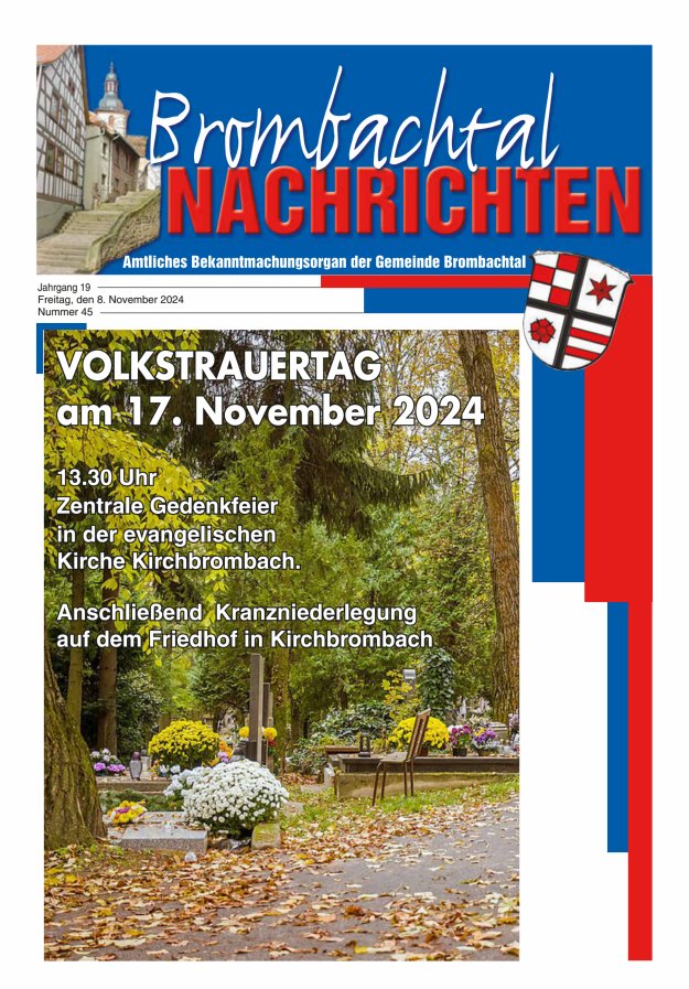Brombachtal-Nachrichten Amtsblatt der Gemeinde Brombachtal Titelblatt 45/2024