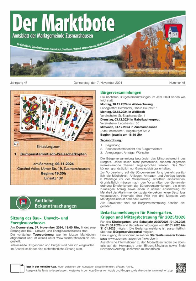 Zusmarshausen - Der Marktbote Titelblatt 45/2024