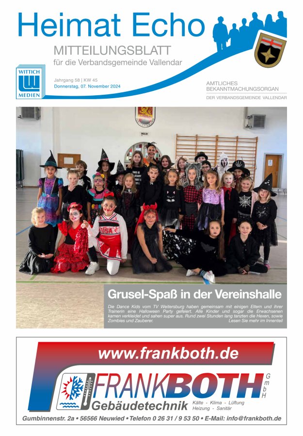 Heimat-Echo - Heimat- und Bürgerzeitung Verbandsgemeinde Vallendar Titelblatt 45/2024