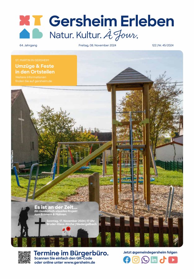 Bekanntmachungsblatt der Gemeinde Gersheim Titelblatt 45/2024