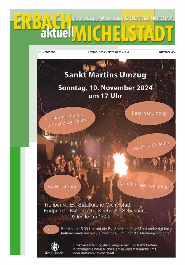 Erbach-Michelstadt aktuell Titelblatt 45/2024
