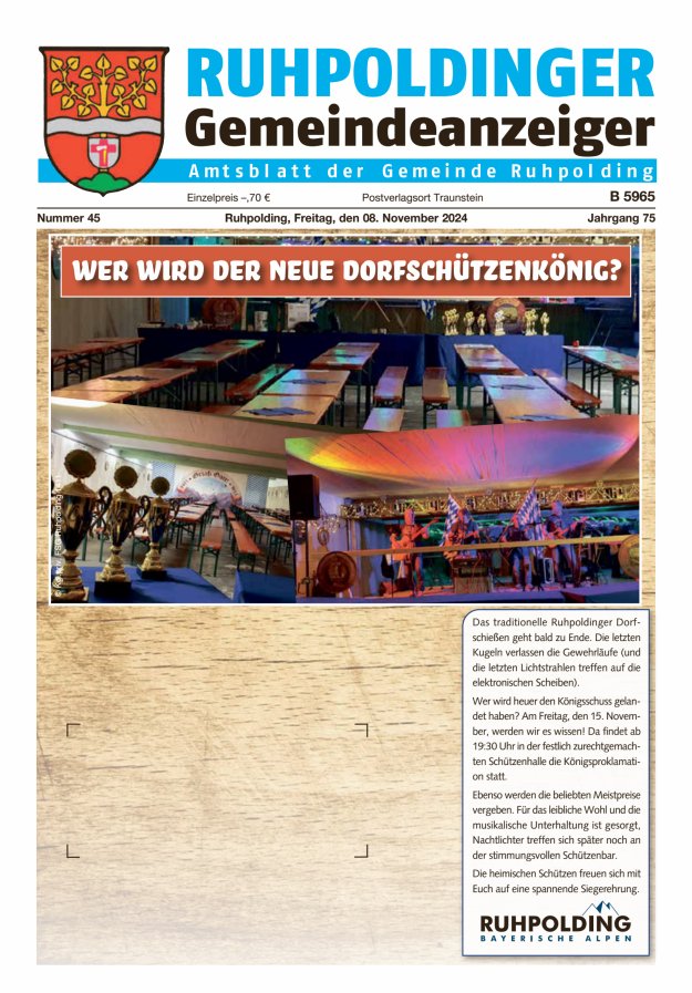 Ruhpoldinger Gemeindeanzeiger Titelblatt 45/2024