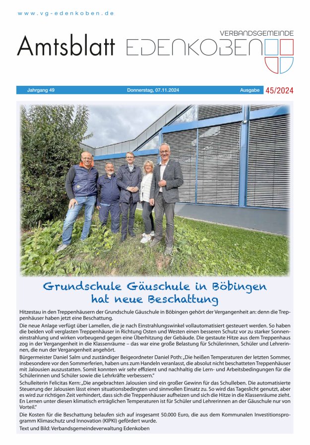 Amtsblatt VG Edenkoben Titelblatt 45/2024