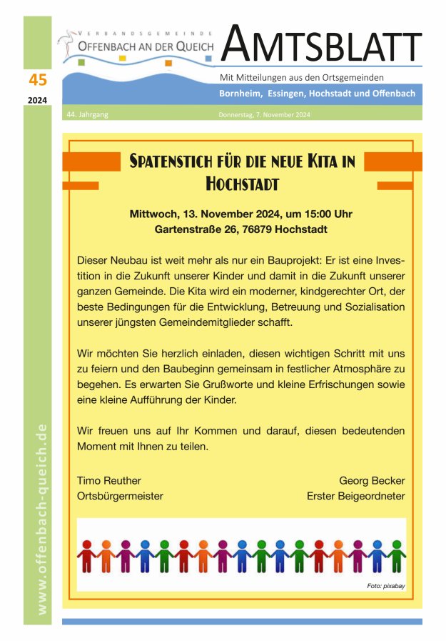 Amtsblatt VG Offenbach an der Queich Titelblatt 45/2024