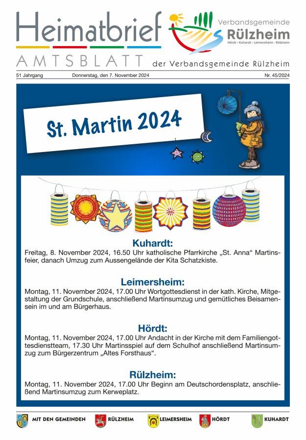 Heimatbrief VG Rülzheim Titelblatt 45/2024