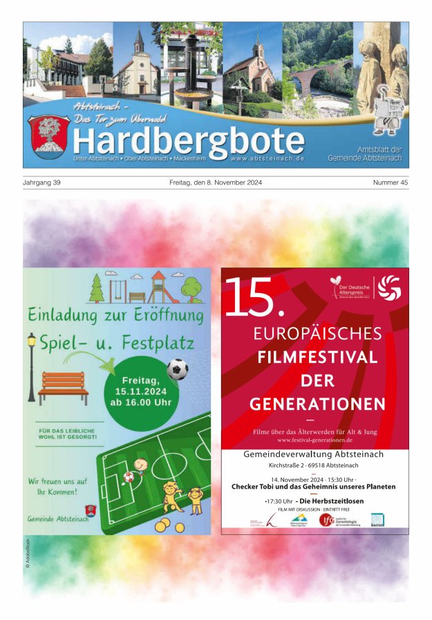 Hardbergbote - Mitteilungsblatt der Gemeinde Abtsteinach Titelblatt 45/2024