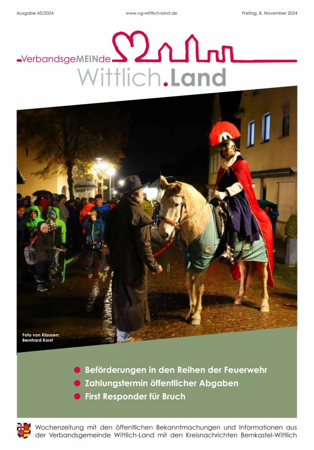 Mein Wittlich.Land Titelblatt 45/2024
