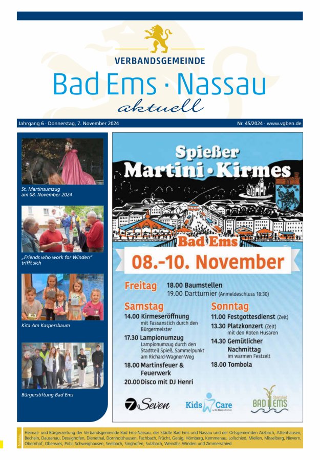 Bad Ems-Nassau aktuell Ausgabe Nassau Titelblatt 45/2024
