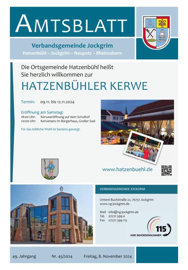 Amtsblatt VG Jockgrim Titelblatt 45/2024