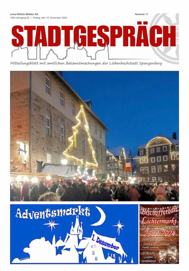 Stadtgespräch Spangenberg Titelblatt 11/2024