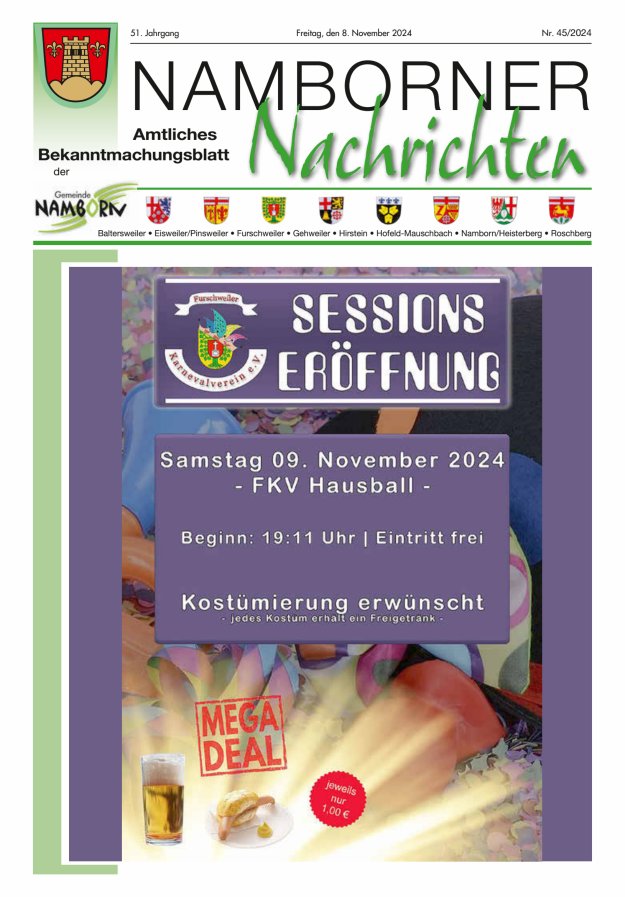 Namborner Nachrichten Titelblatt 45/2024
