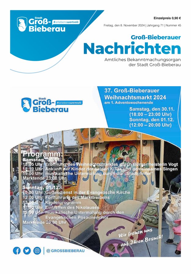Groß-Bieberauer Nachrichten Titelblatt 45/2024