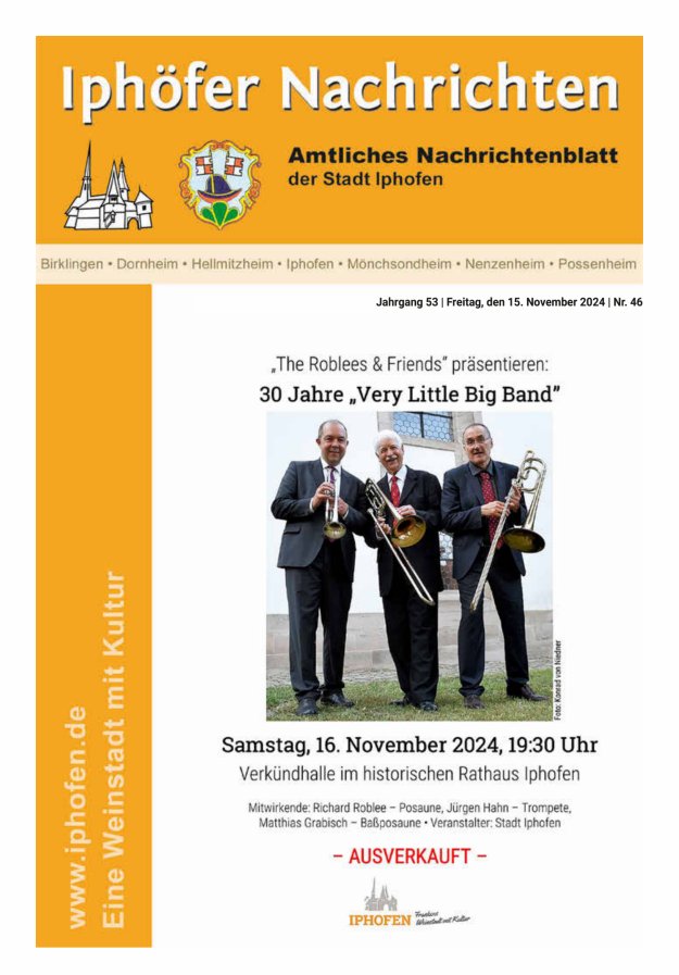 Iphöfer Nachrichten Titelblatt 46/2024
