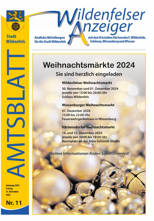 Wildenfelser Anzeiger Titelblatt 11/2024