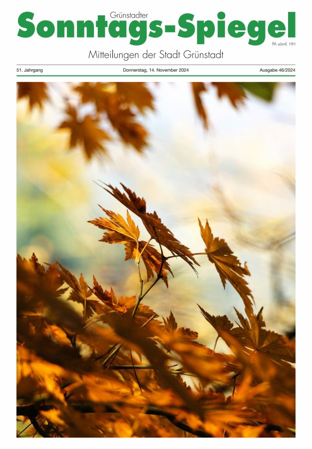 Grünstadter Sonntags-Spiegel Titelblatt 46/2024