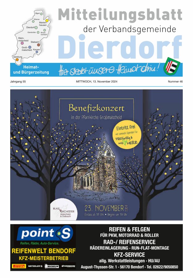 Mitteilungsblatt der Verbandsgemeinde Dierdorf Titelblatt 46/2024