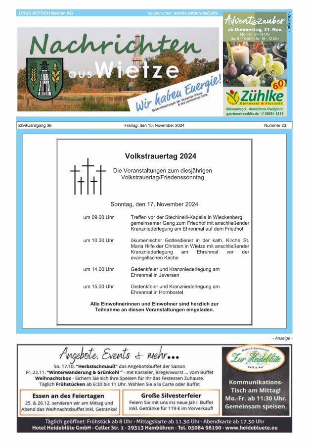Nachrichten aus Wietze Titelblatt 23/2024