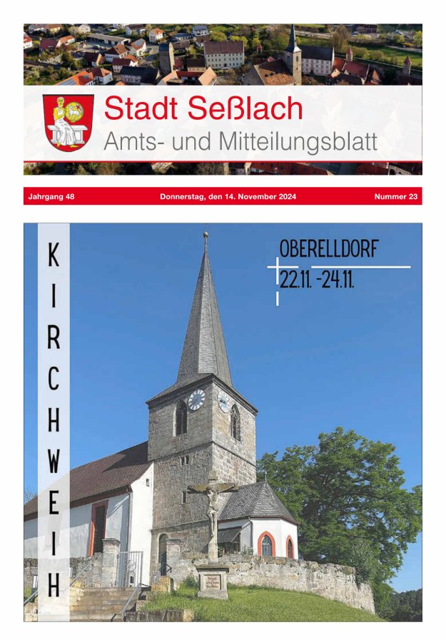 Amts- und Mitteilungsblatt Stadt Seßlach Titelblatt 23/2024