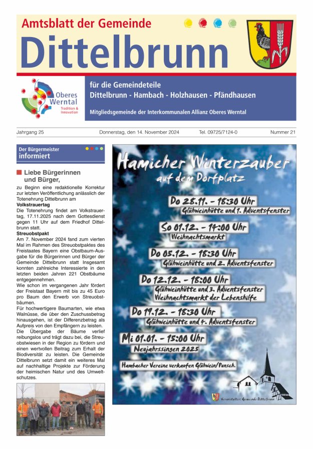 Amtsblatt der Gemeinde Dittelbrunn Titelblatt 21/2024